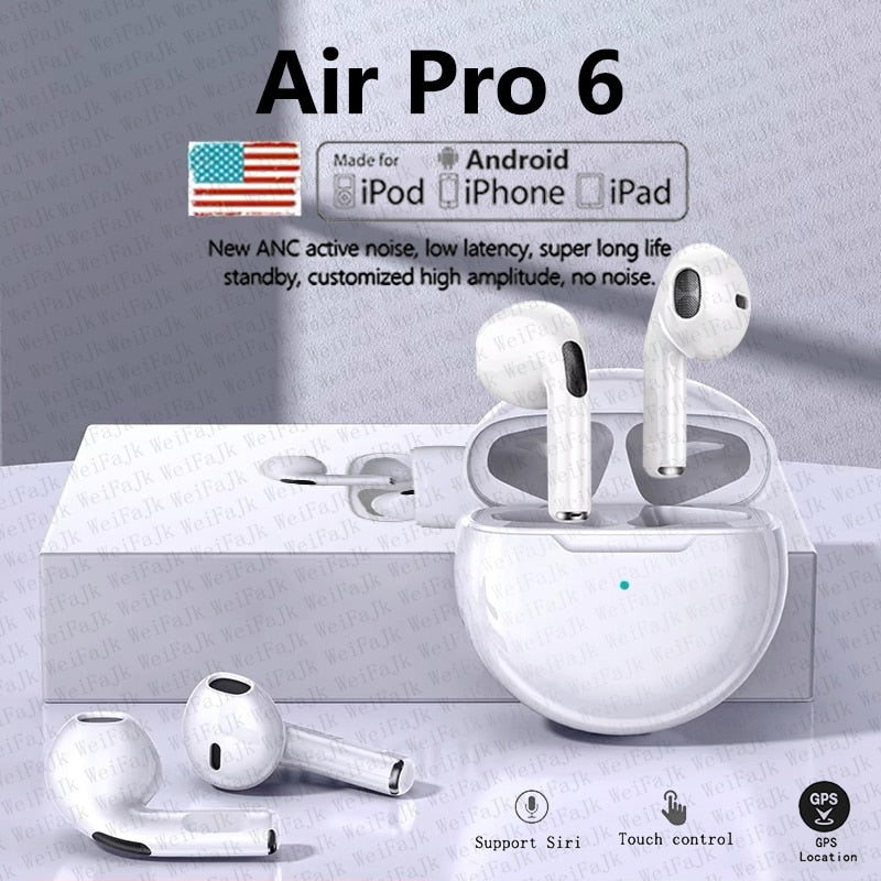 Original Air Pro 6 TWS Earphones Bluetooth Wireless In Ear Earpod Earbuds Pod Headset For Xiaomi Android Apple iPhone Headphones