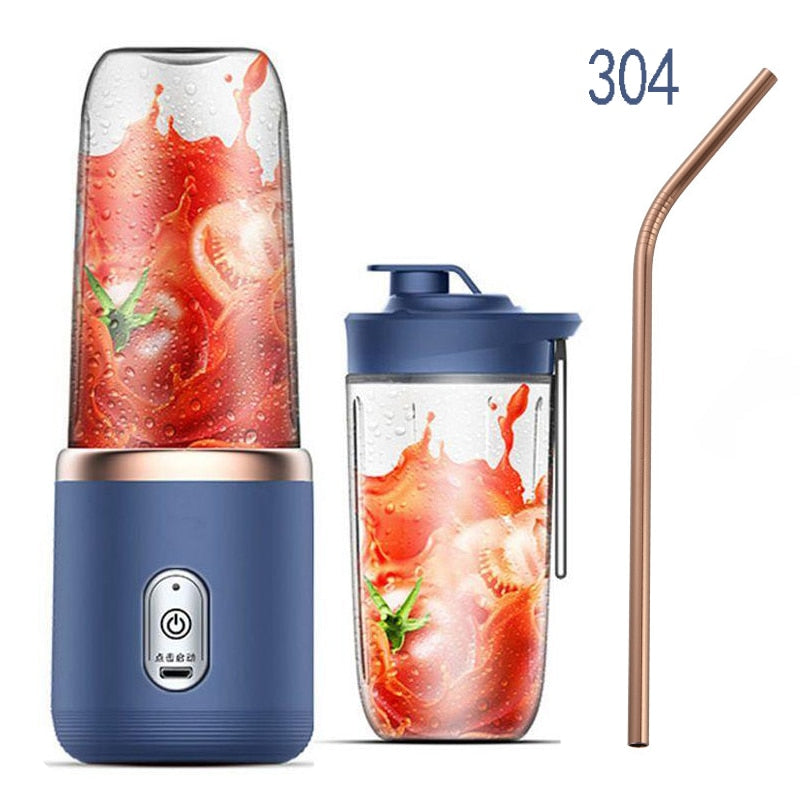 6 Blades Portable Juicer Cup Juicer Fruit Juice Cup Automatic Small Electric Juicer Smoothie Blender Ice CrushCup Food Processor